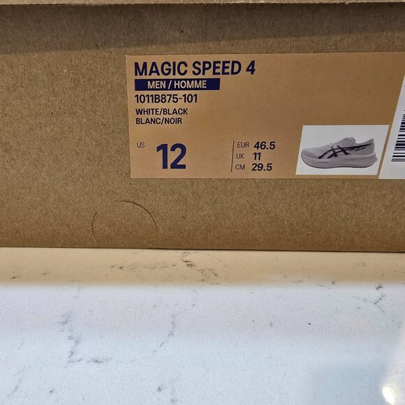 Asics Magic Speed 4 Running White Black 1011B875-101 Men's Size 12 NEW - Picture 9 of 14